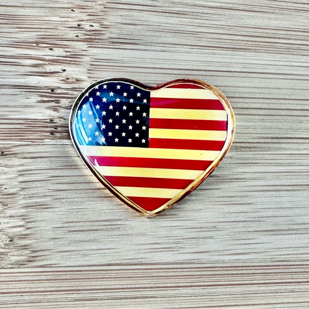Vintage Heart-Shaped American Flag Pin